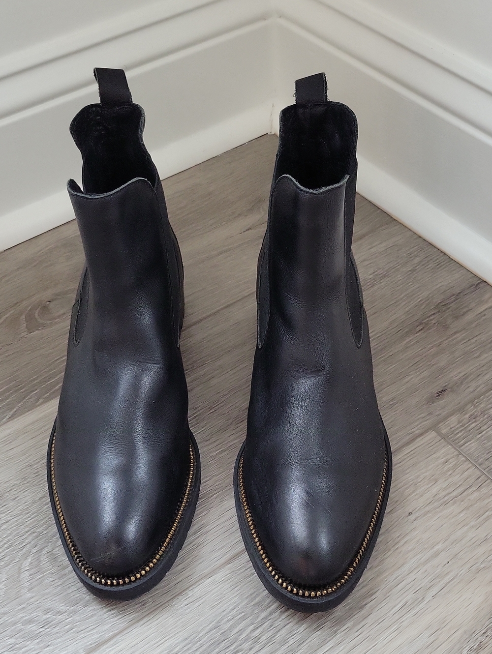 Fabianelli Black Leather Ankle Boots Lugged Sole Made In Italy Size 9